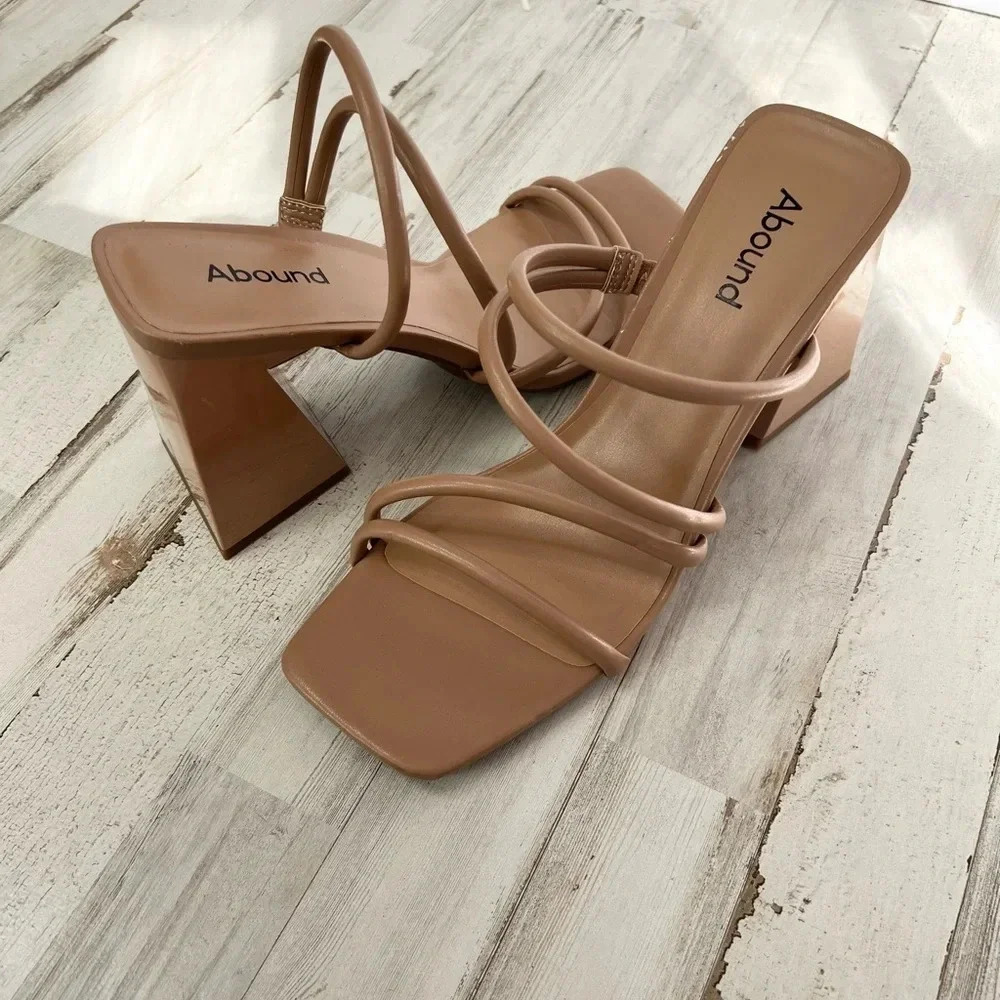 Abound Austyn Tubular Strappy Block Heeled Sandal Tan Mocha Size 9 - Picture 5 of 11